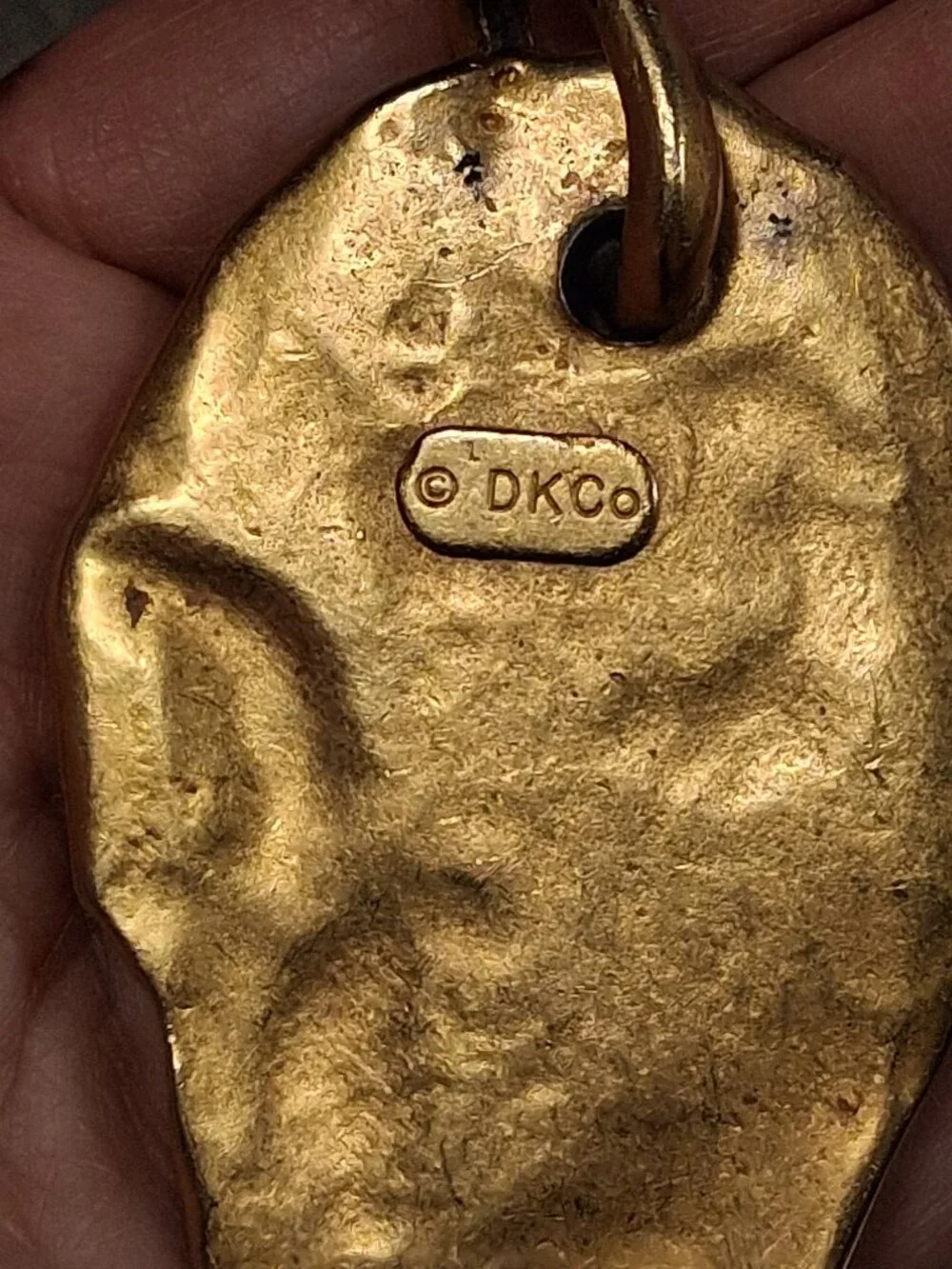 Rare Vintage Donna Karan Company Dk Co Large Chunky Gold Tone Pendant